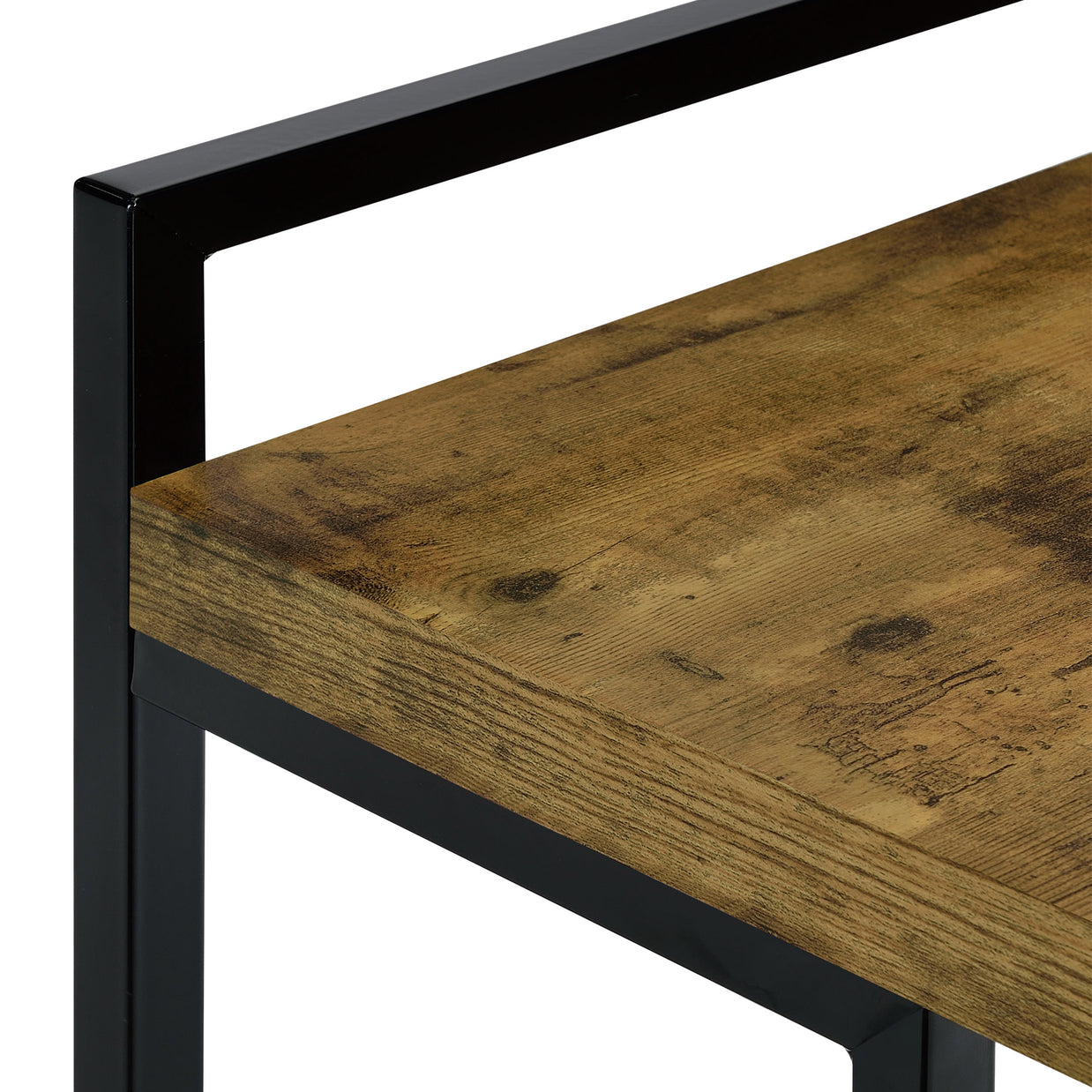 C-Shaped Sofa Side Table in Rustic Nutmeg Wood