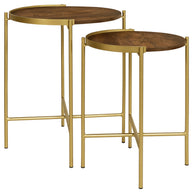Round Mango Wood Nesting Table 2 Piece Set