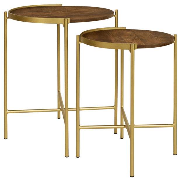 Round Mango Wood Nesting Table 2 Piece Set