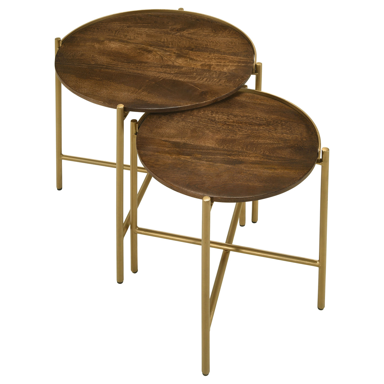 Round Mango Wood Nesting Table 2 Piece Set