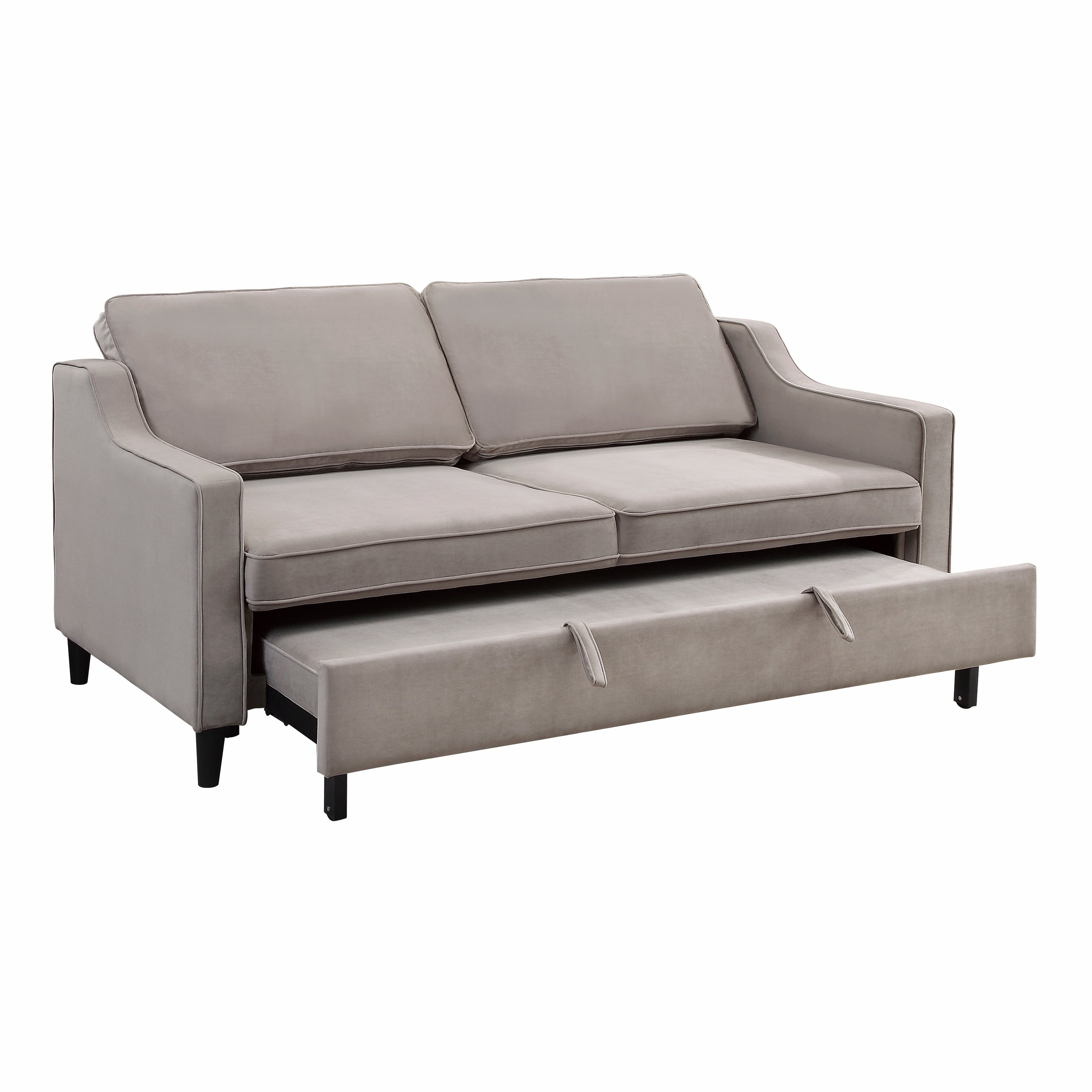Gray Velvet Convertible Studio Sofa