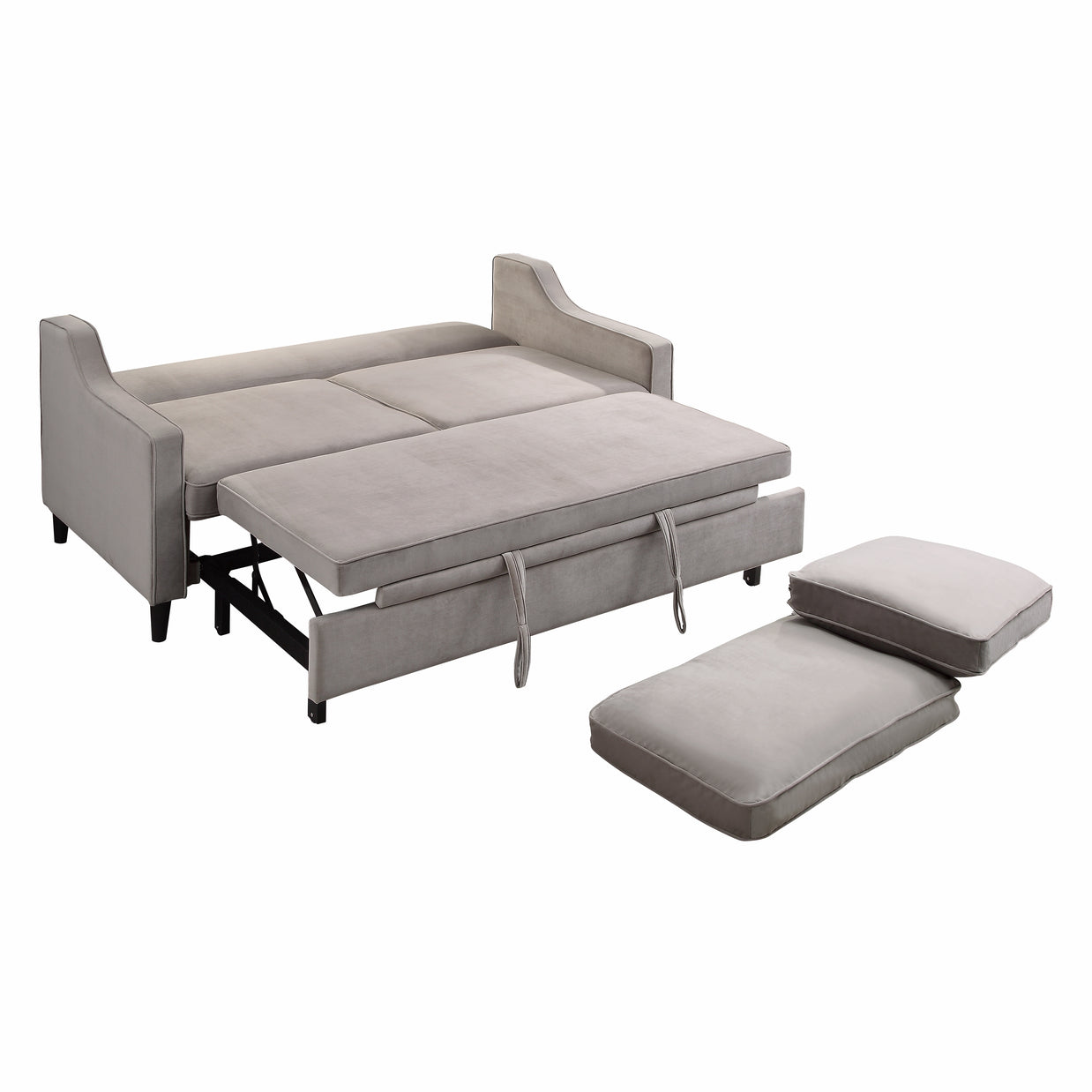 Gray Velvet Convertible Studio Sofa