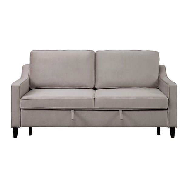 Gray Velvet Convertible Studio Sofa