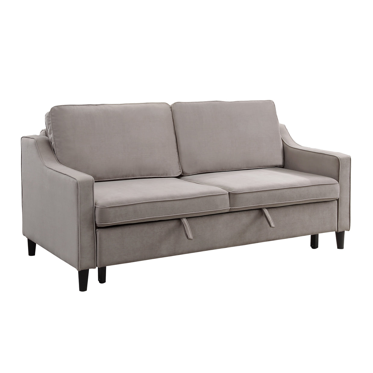 Gray Velvet Convertible Studio Sofa