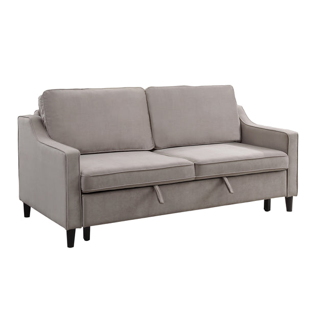 Gray Velvet Convertible Studio Sofa