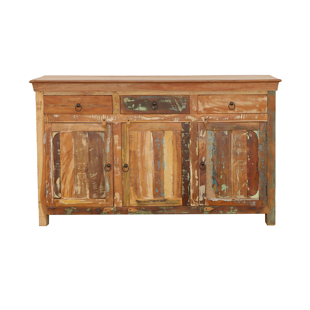 3-Door Rustic Reclaimed Wood Accent Cabinet