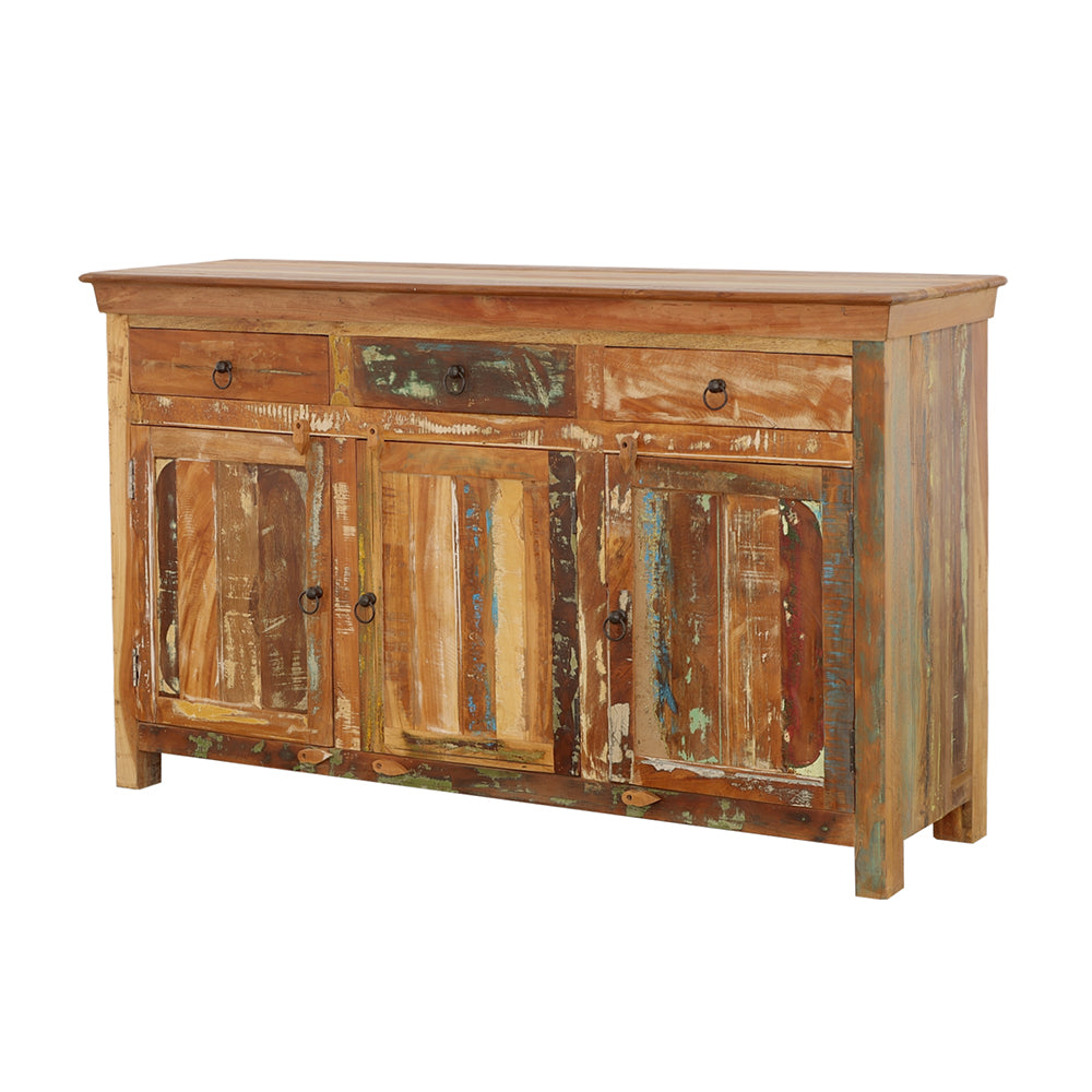 3-Door Rustic Reclaimed Wood Accent Cabinet