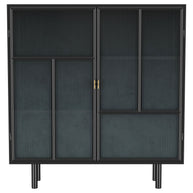 Black Ribbed Glass Accent Cabinet