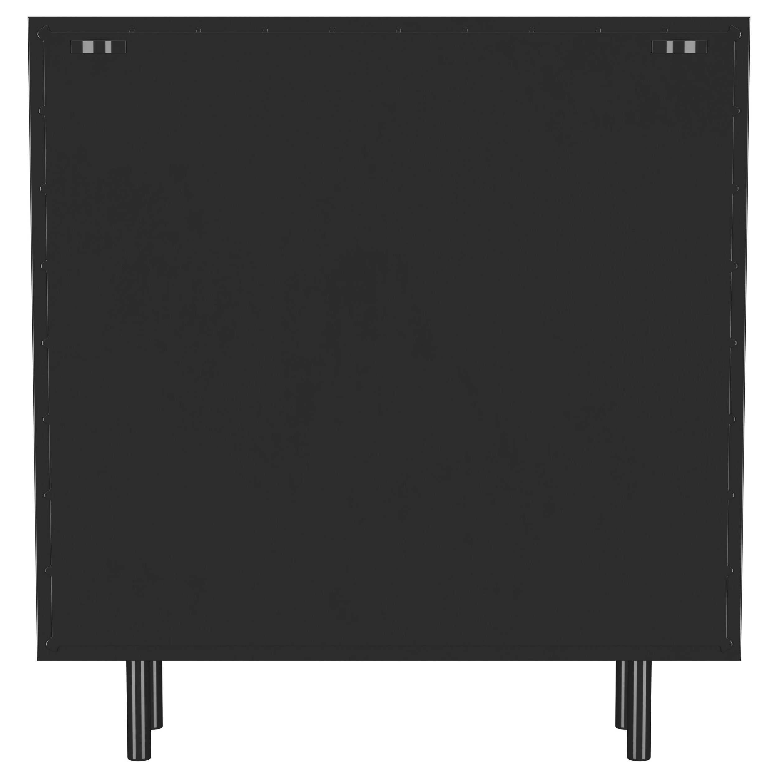 Black Ribbed Glass Accent Cabinet