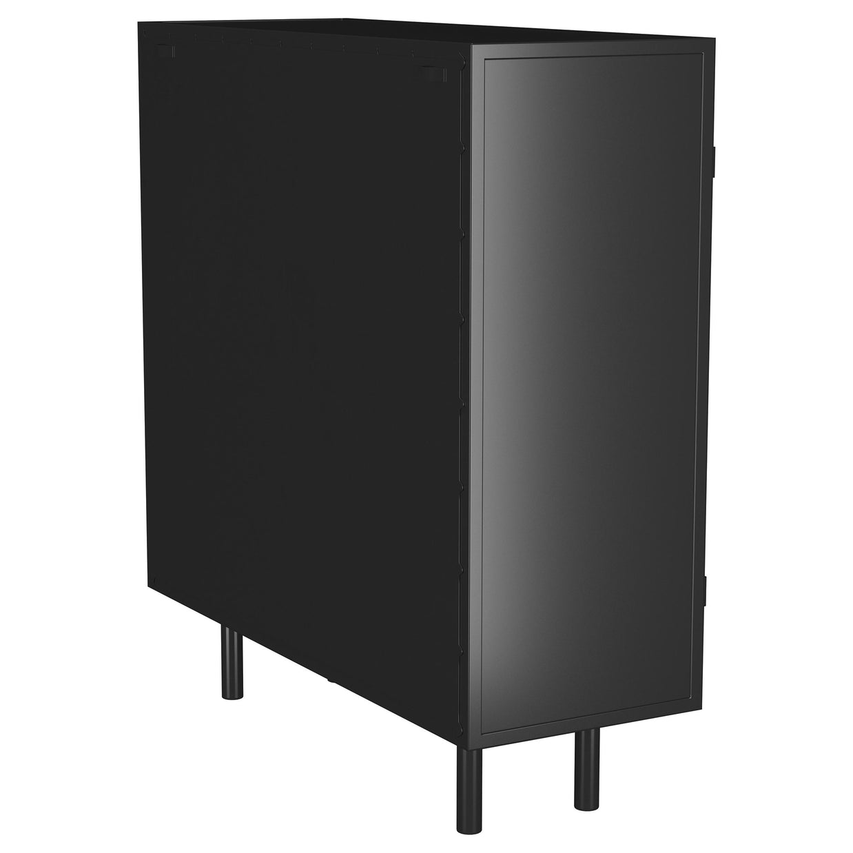 Black Ribbed Glass Accent Cabinet