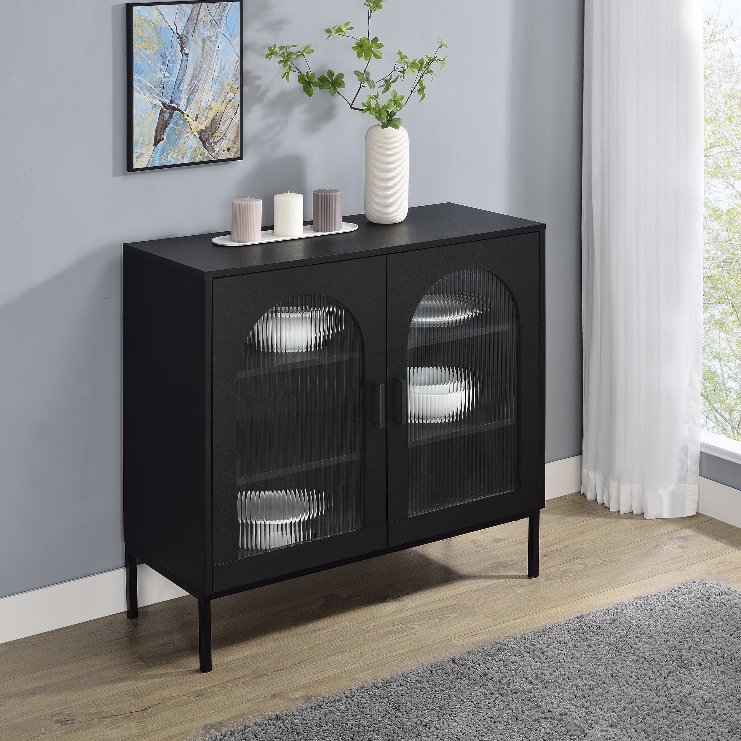 2-Door Black Accent Cabinet