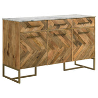 3-Door Marble Top Accent Cabinet