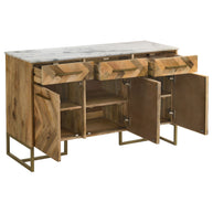 3-Door Marble Top Accent Cabinet