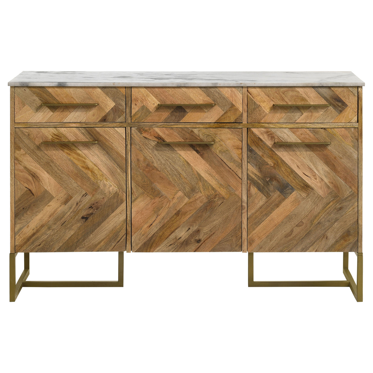 3-Door Marble Top Accent Cabinet