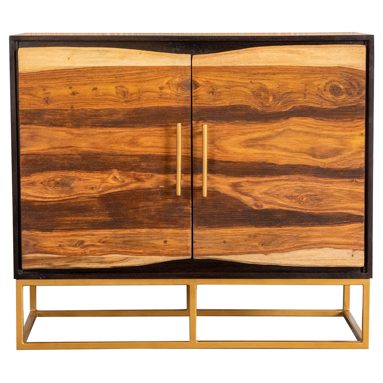 Black Walnut Wood Accent Storage Cabinet