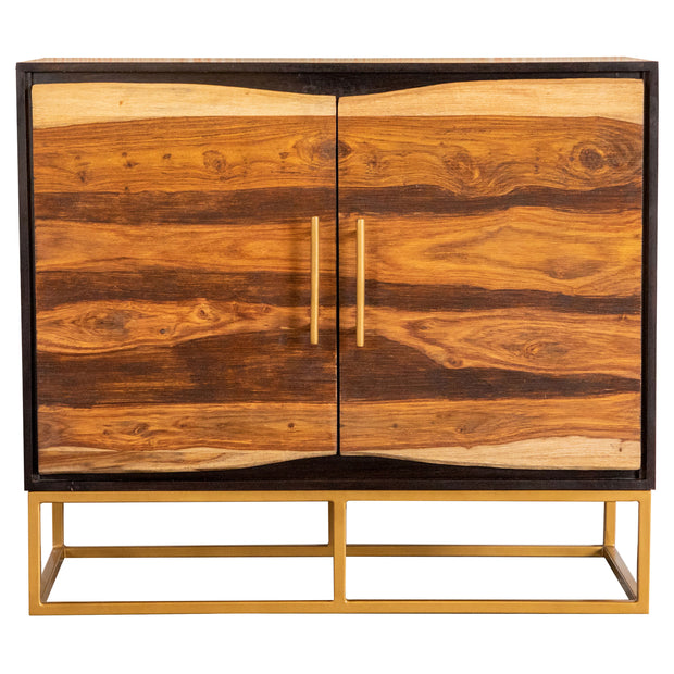 Black Walnut Wood Accent Storage Cabinet