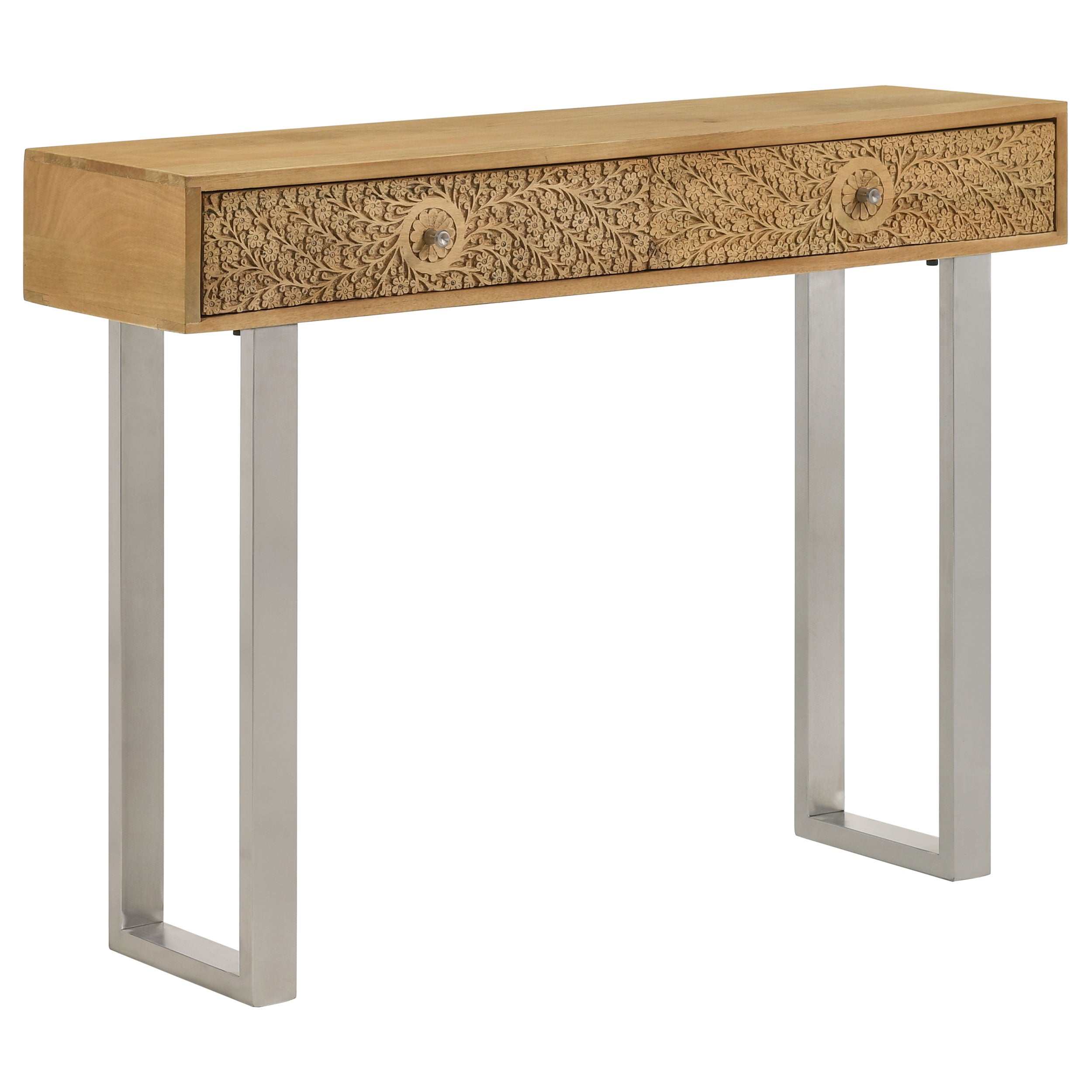 Floral Hand-Carved Mango Wood Console Table