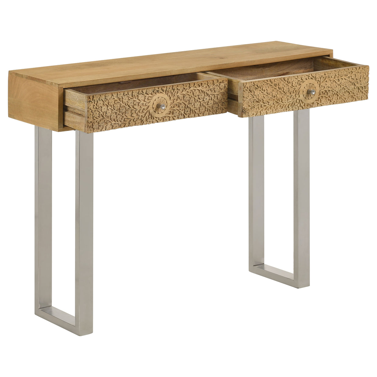 Floral Hand-Carved Mango Wood Console Table