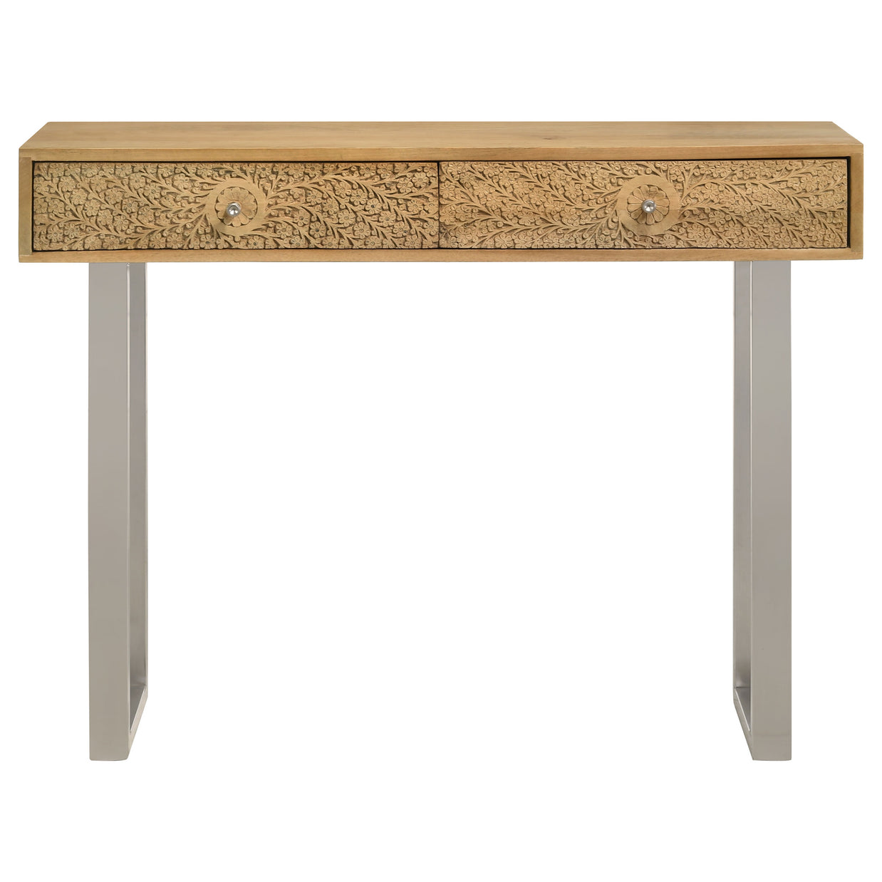 Floral Hand-Carved Mango Wood Console Table