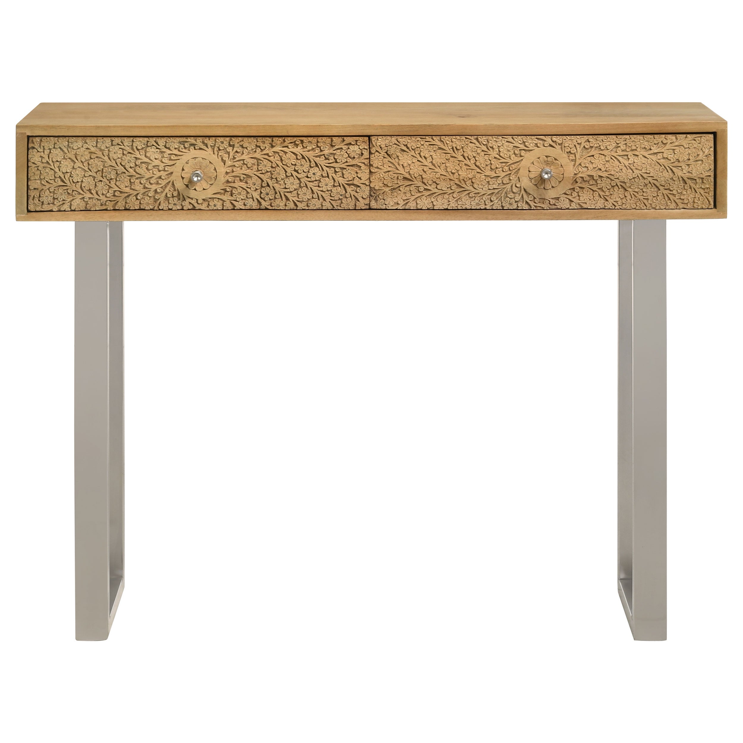 Floral Hand-Carved Mango Wood Console Table