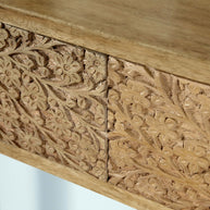 Floral Hand-Carved Mango Wood Console Table
