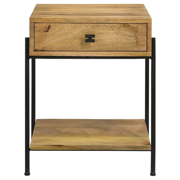1-Drawer Solid Mango Wood Accent Side Table