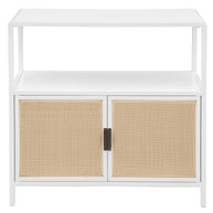 2-Door Radio Weave Cane Metal Accent Cabinet White