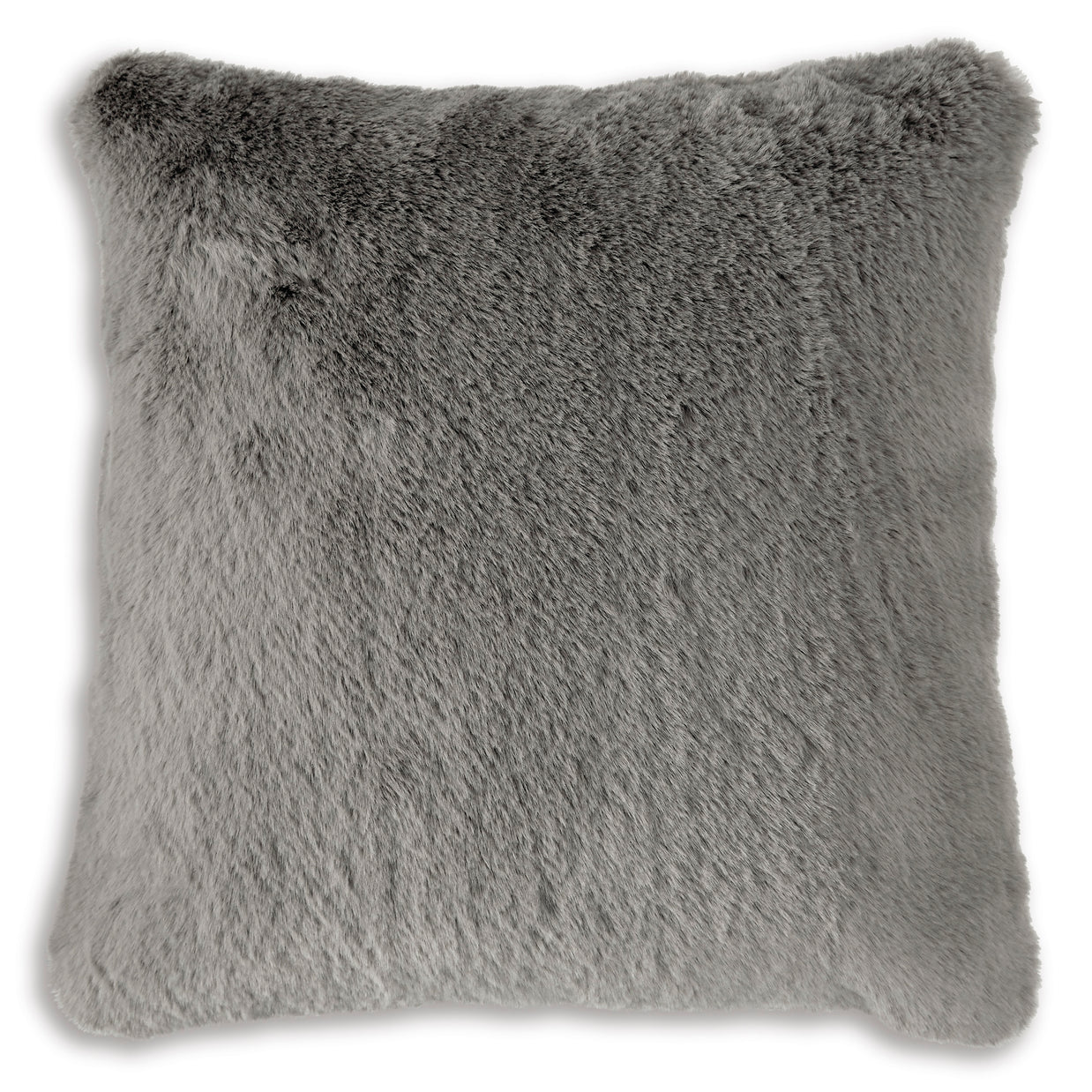 Gray Faux Fur Decorative Throw Pillow