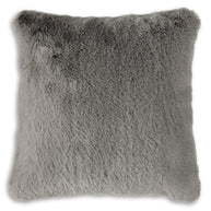 Gray Faux Fur Decorative Throw Pillow