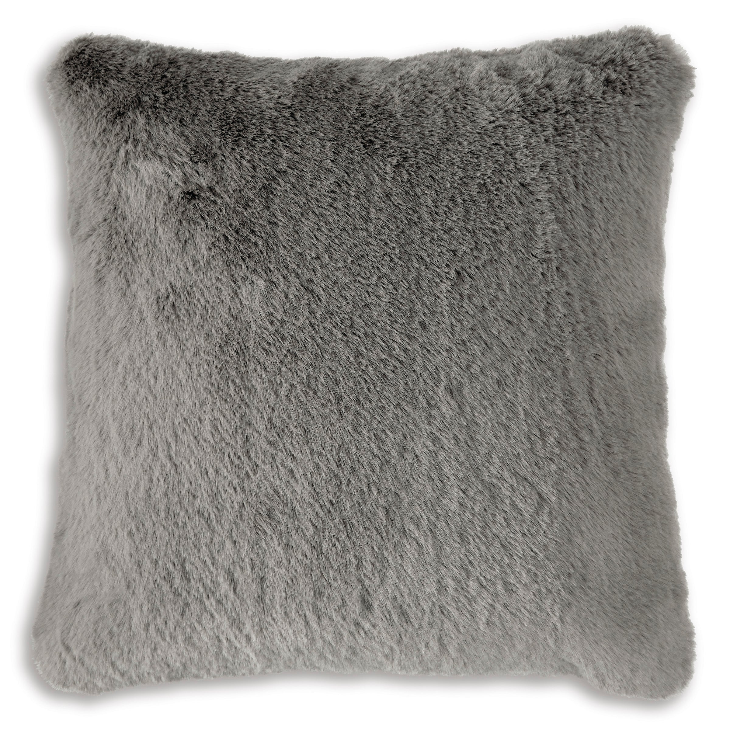 Gray Faux Fur Decorative Throw Pillow