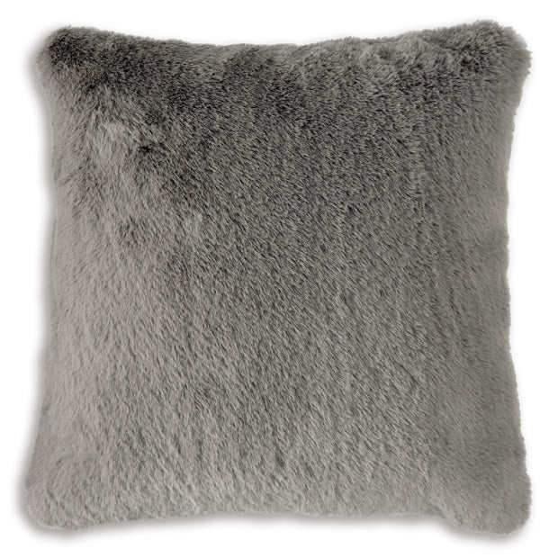 Gray Faux Fur Decorative Throw Pillow