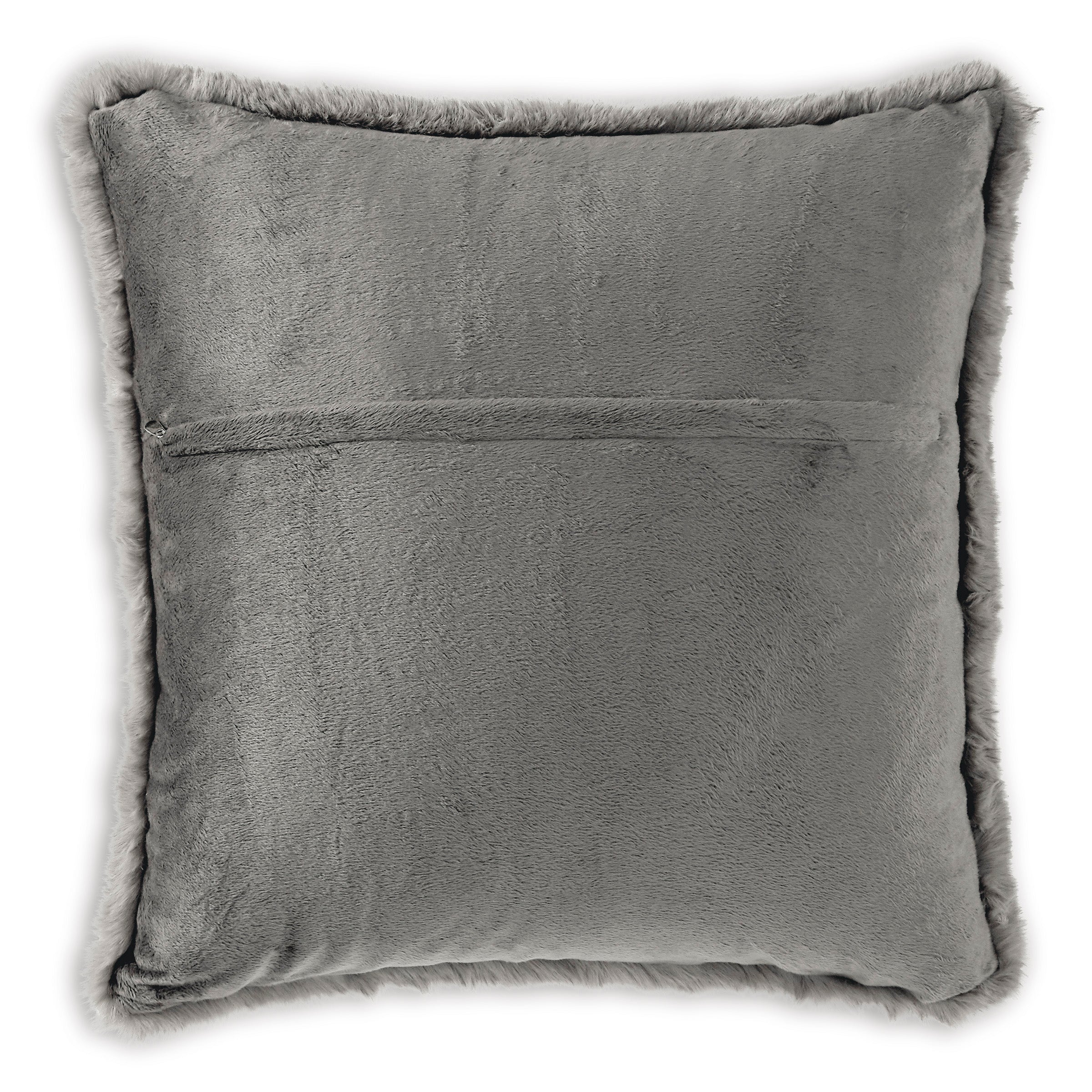Gray Faux Fur Decorative Throw Pillow