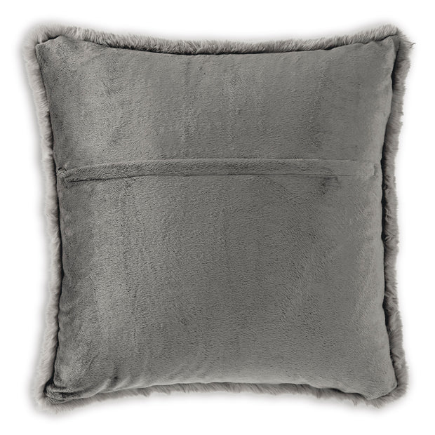 Gray Faux Fur Decorative Throw Pillow