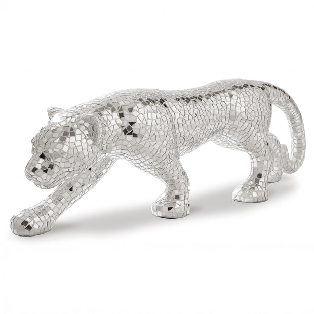 Silver Mosaic Panther Sculpture