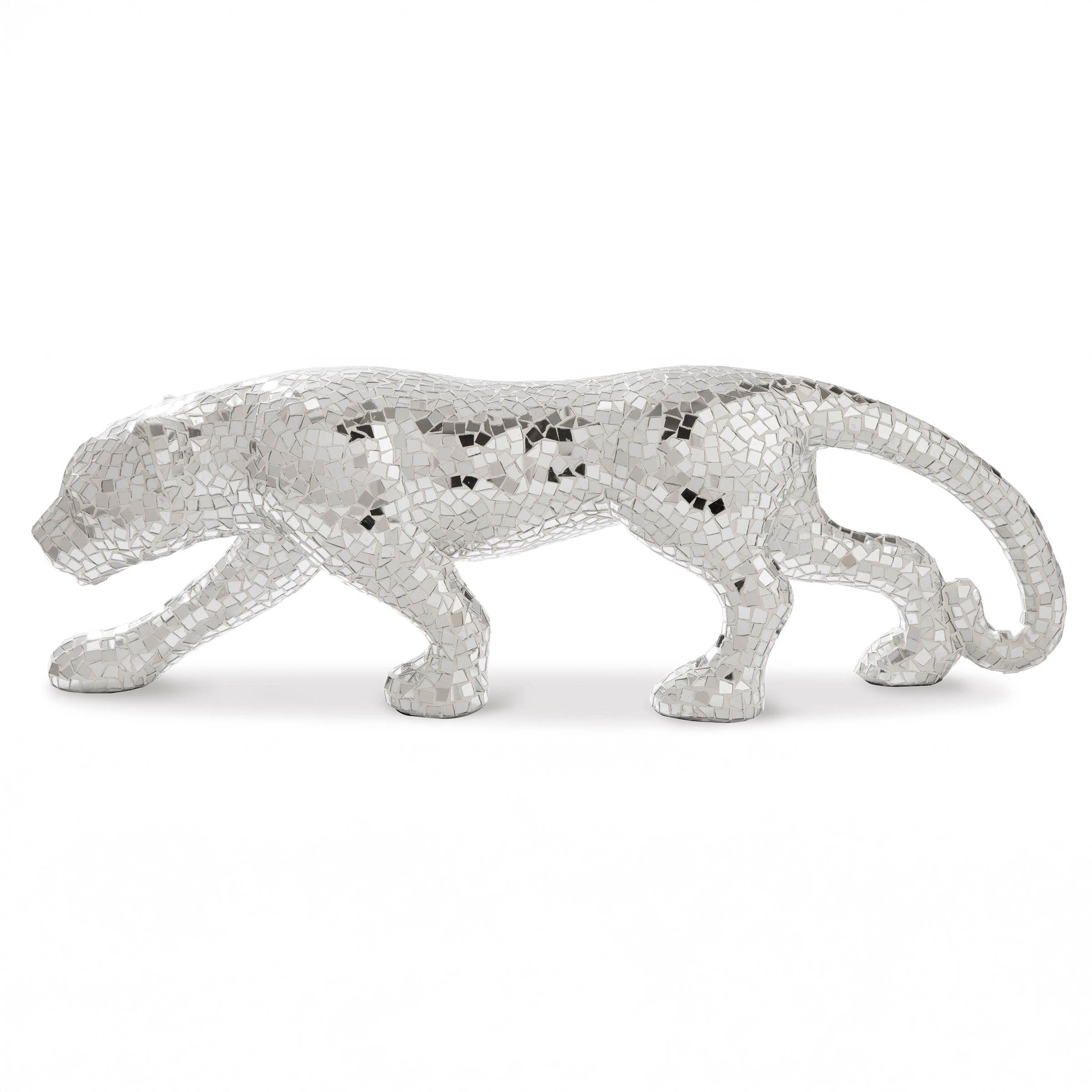 Silver Mosaic Panther Sculpture