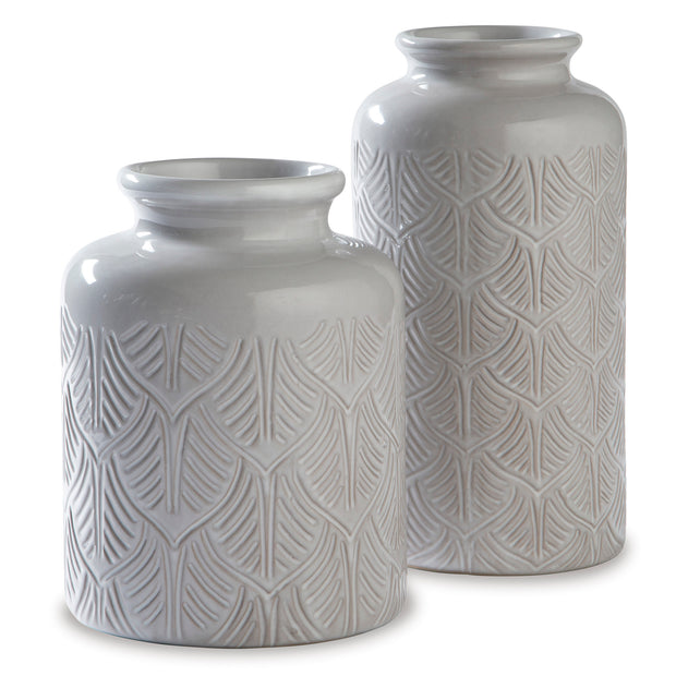 Leaf Textured Ceramic Vase Set