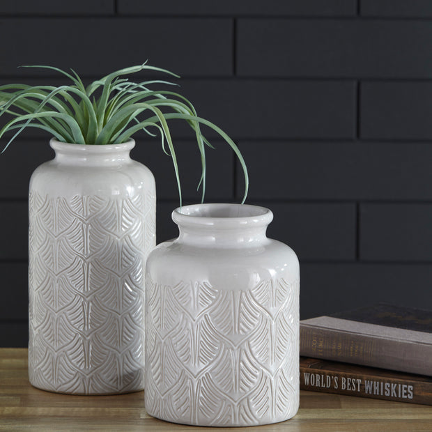 Leaf Textured Ceramic Vase Set