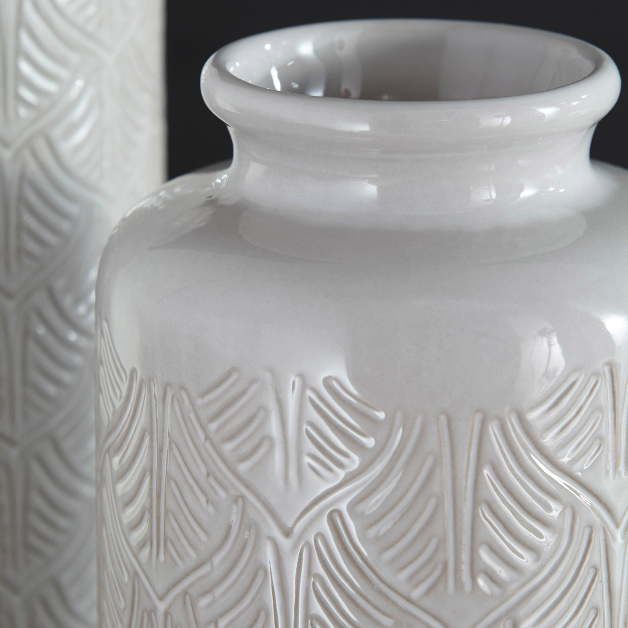 Leaf Textured Ceramic Vase Set