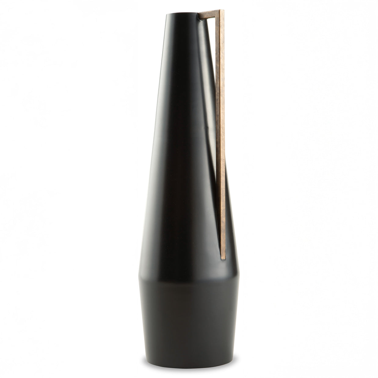 Modern Black Vase with Wood Handle
