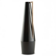 Modern Black Vase with Wood Handle