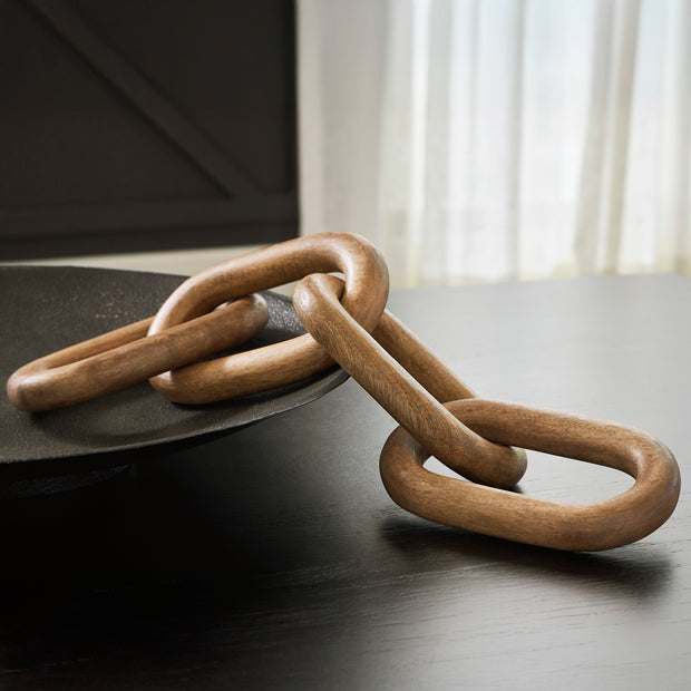 Interlocking Wood Ring Chain Decor