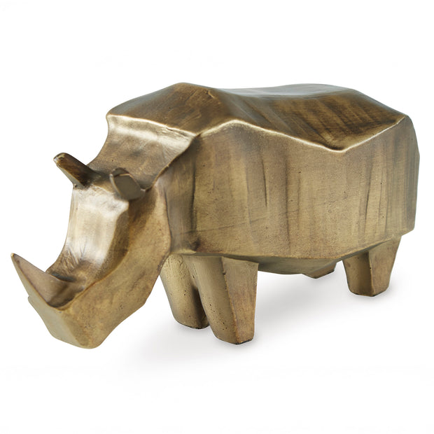 Antiqued Gold Rhino Sculpture