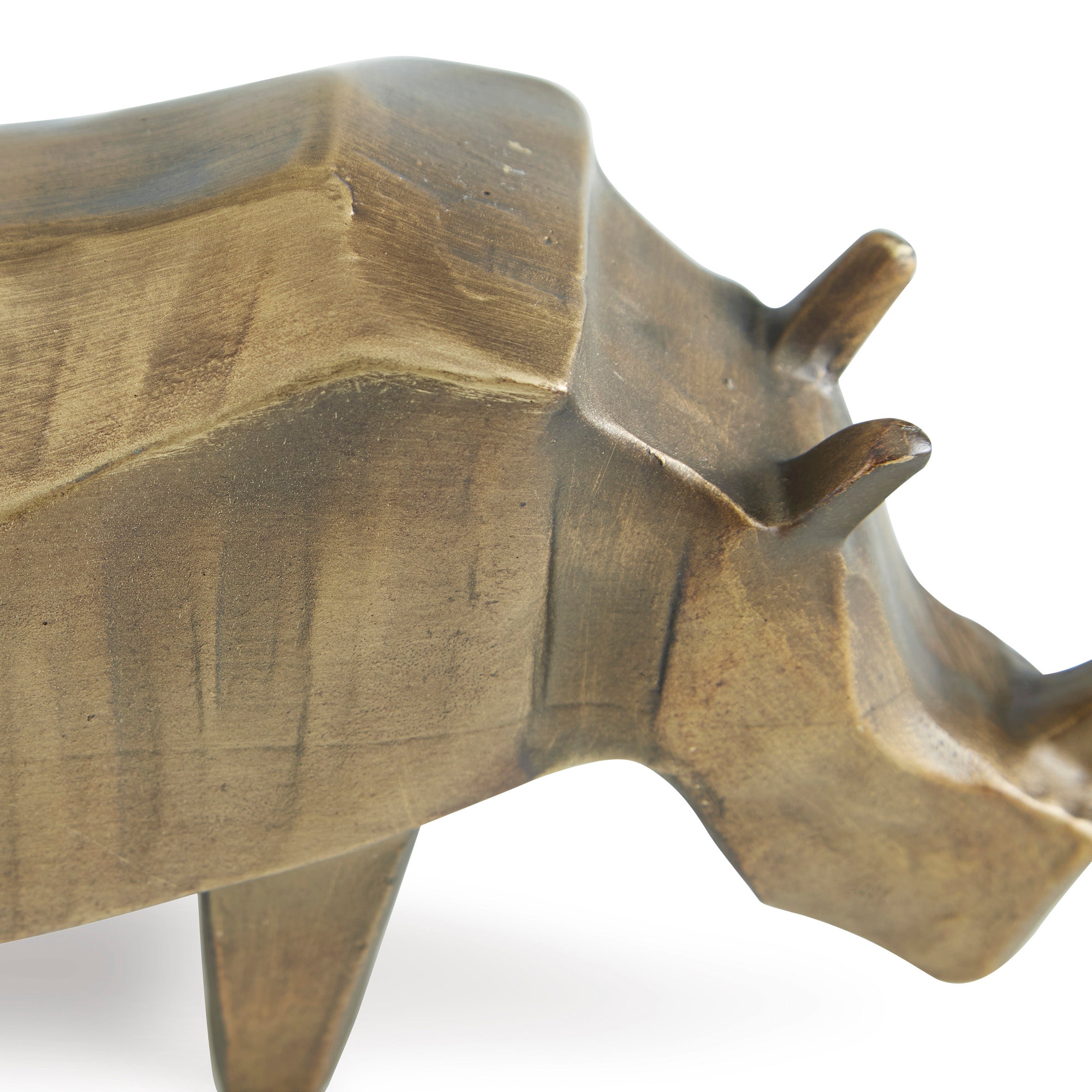 Antiqued Gold Rhino Sculpture
