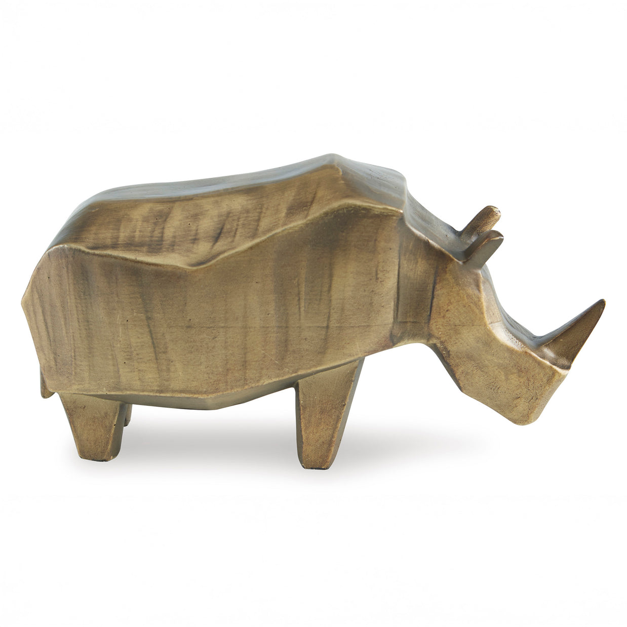 Antiqued Gold Rhino Sculpture