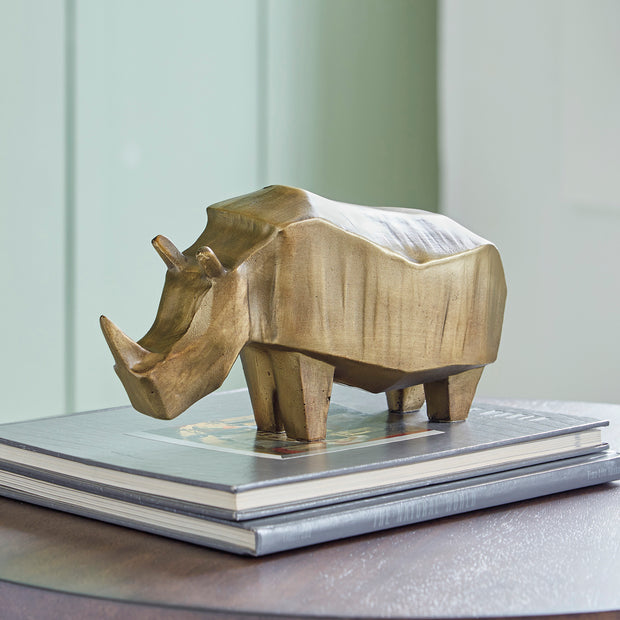 Antiqued Gold Rhino Sculpture