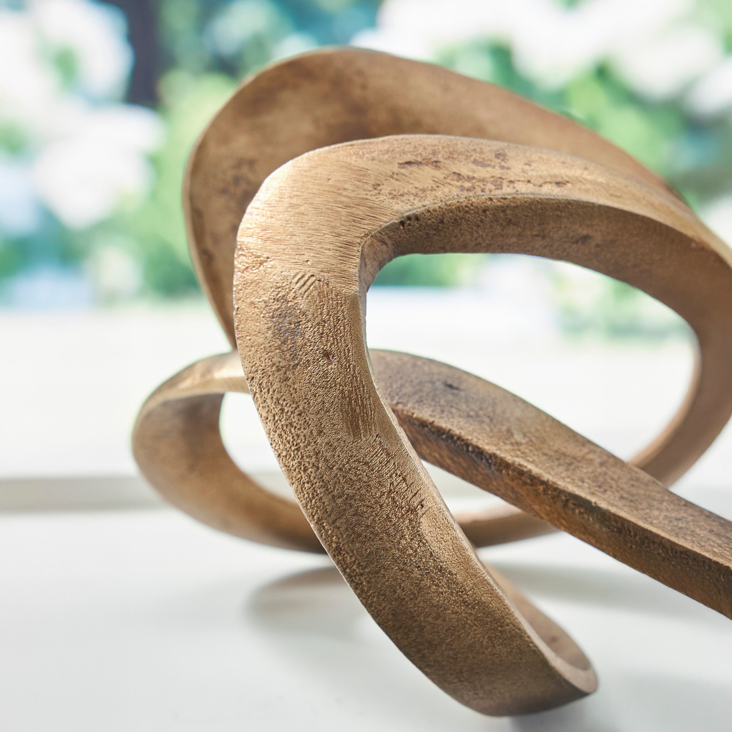 Abstract Aluminum Sculpture – Antiqued Brass Finish