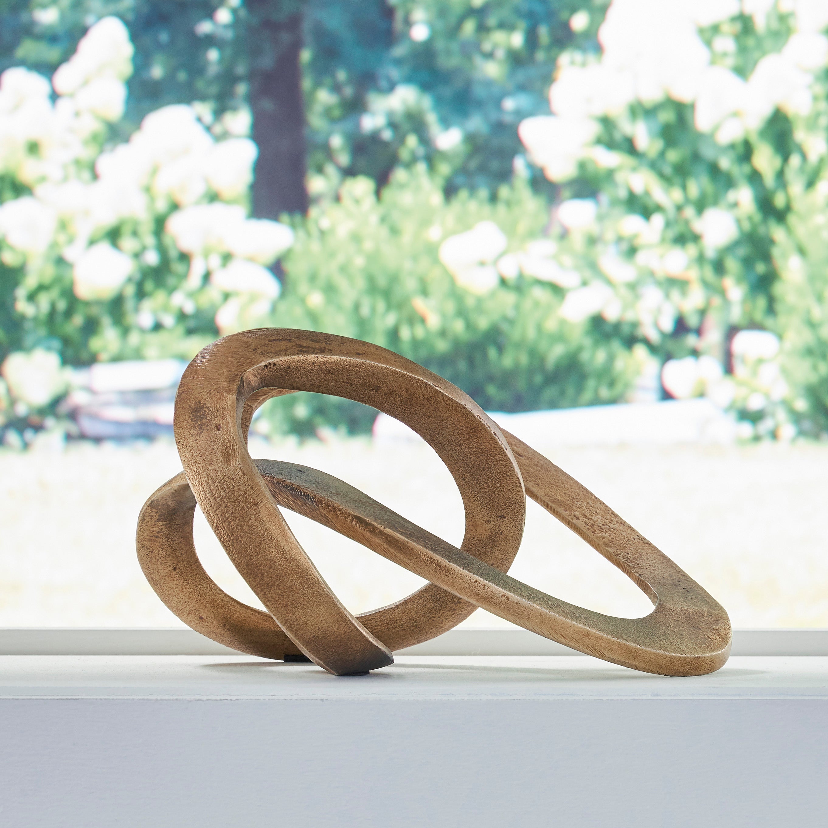 Abstract Aluminum Sculpture – Antiqued Brass Finish