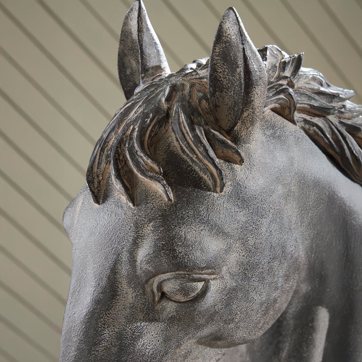 Antiqued Black Horse Head Sculpture