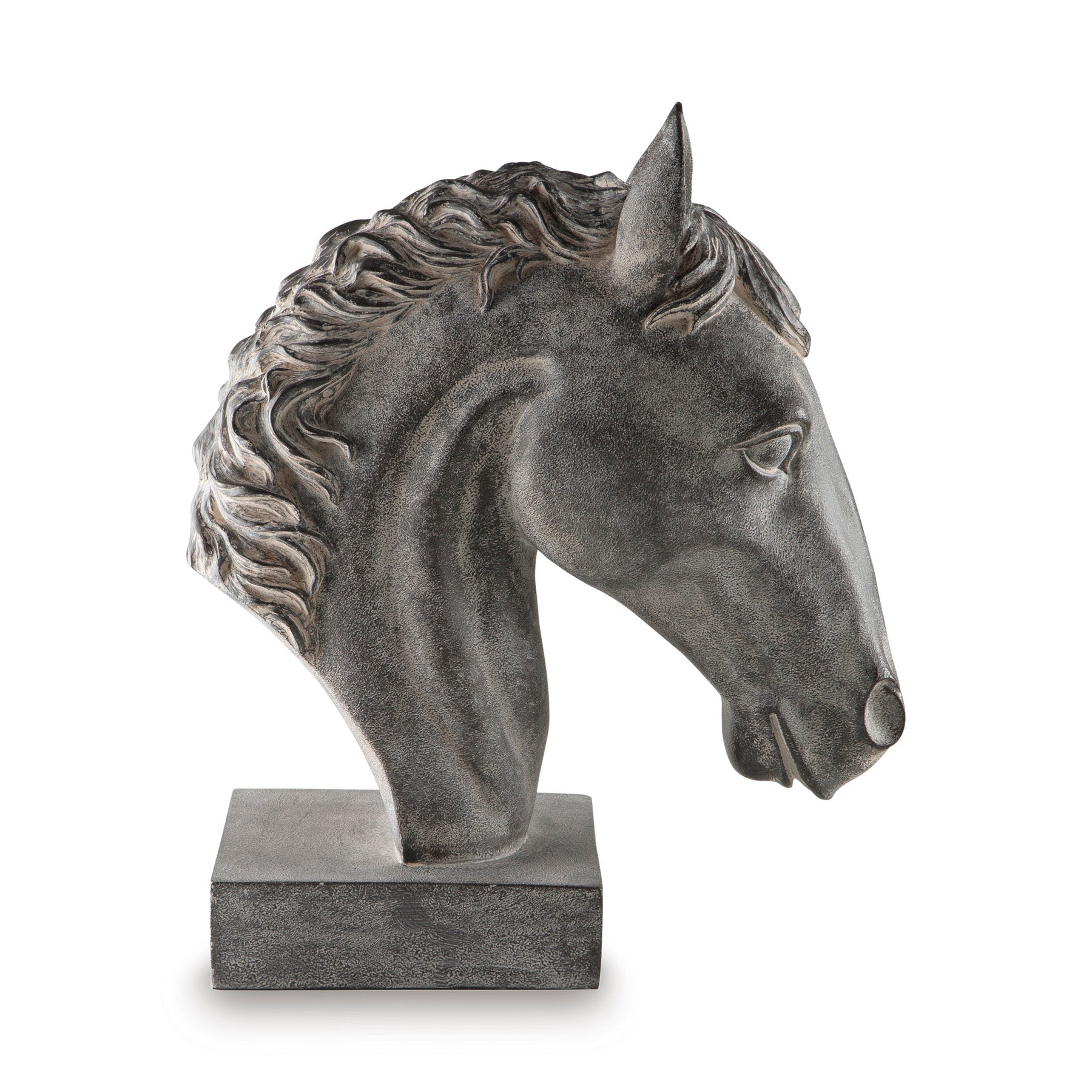 Antiqued Black Horse Head Sculpture