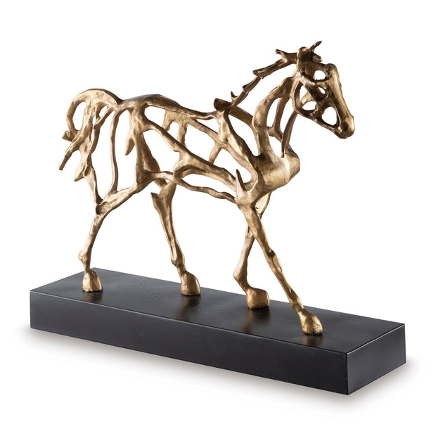 Antiqued Gold Horse Sculpture
